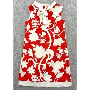 Vintage Sue Brett Dress Mod Zip Up Barkcloth 60s Tie Neck